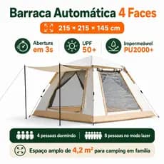 Barraca Camping Automática Instantânea Impermeável Tenda 4 Pessoas p/ Acampar Praia Festival - Pronta Entrega