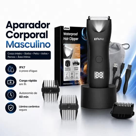 Aparador de Pelos Masculino Barbeador Elétrico 3 em 1 Prova D'água USB Recarregável