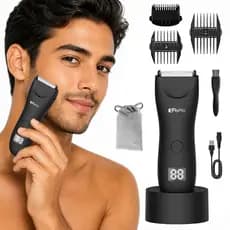 Aparador de Pelos Elétrico Sem Fio Para Barba e Corpo À Prova D'água IPX7 Recarregável USB Masculino