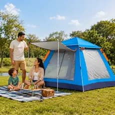 Barraca Camping Automática 4/6 Pessoas Impermeável c/ Grande Varanda para Acampamento Família