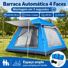 Barraca Camping Automática 4 Pessoas Impermeável Grande Varanda para Acampamento Familiar Carro