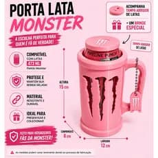 Kit Porta Lata Monster 3 em 1 Com Tampa e Abridor | Porta Energia Térmico