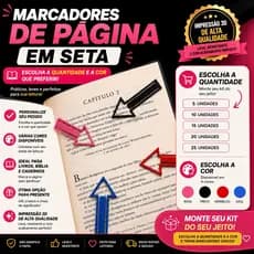 Kit Marcadores de Página em Seta | Escolha a Cor e a Quantidade | 5, 10, 15, 20 ou 25 Unidades