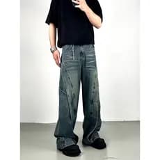 Estilo Hong Kong na moda masculina verão novo estilo 2025 carta única Jeans Hip Hop ins na moda High Street na moda rufi