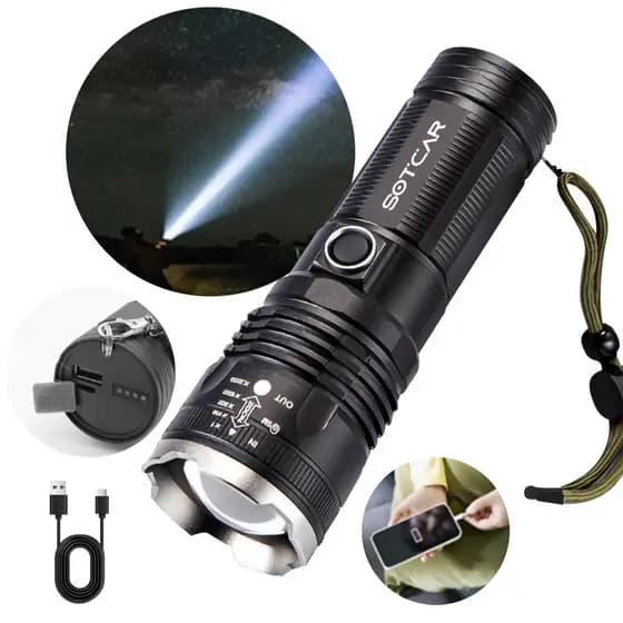 Lanterna mais poderosa forte luz táctica tocha grande luz recarregável tocha de longo alcance P18 S8