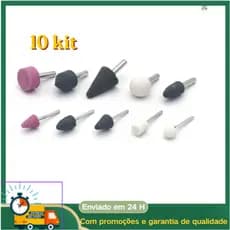 Jogo de Pedras de Moagem para Furadeira 10 Peças Pontas Montadas Haste 6mm