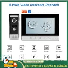 Video Porteiro 7" Full HD Visão Noturna WIFI Compativel Com App Tuya Smart Life Função de alteração de voz no aplicativo