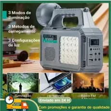 Refletores LED solares multifuncional Resistente à água ao ar livre Grande potência 100 lâmpadas Luz do pátio Rádio FM