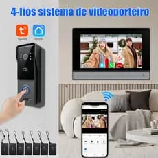 Câmera de campainha de vídeo sem fio com tela de aldrava de porta bidirecional infravermelha versão noturna em casa