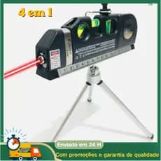 Level Pro3: Nível Laser Profissional com Trena 2.5m, 3 Estágios e Régua, Baterias AG13 Incluídas