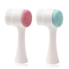 Escovas Faciais De Lados Duplos , Escova De Lavagem Facial De Silicone Vertical Com Suporte 3D Limpeza 2 Em 1 Manual De