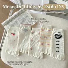 Meias Femininas Fofas De Cinco Dedos Com Pequenos Laços Florais , Curtas , Estilo Universitário Moderno E Doce , Versáte