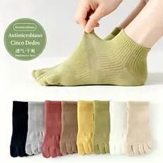 Meias de cinco dedos meias femininas malha respirável fino algodão Split Toes cor sólida verão Ped meias Anti-fricção me