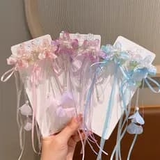 Acessório De Cabelo De Vidro Vermelho Infantil , Grampo floral De Estilo Antigo Para Meninas Festivo Hanfu , Clipe Later