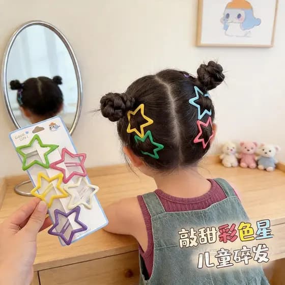 Conjunto Infantil De Três Peças De Grampos De Cabelo Estrela Em Cores Doces E Clipes De Franja Bolsas OP , Acessórios Fo