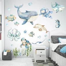 Decoração Do Quarto Papel De Parede PVC Auto-Adesivo À Prova Dwaterproof Água Adesivos Baleia Tartaruga Decorativo