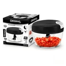Processador Triturador Alimentos Manual 500ml 3 Lâminas Inox