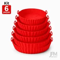 Kit 6 Formas Silicone Air Fryer Antiaderente