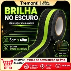 Fita Antiderrapante 5cm x 40m, Fita Lixa Adesiva Fosforescente para Piso, Segurança Antiderrapante para Escadas, Banheir