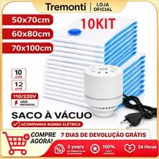 Kit 12Saco à Vácuo Vários Tamanhos para Guarda Roupa Organização Mala Viagem Limpeza