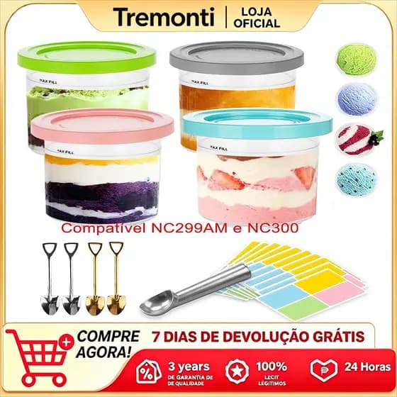 Kit 19 Peças Recipientes para Sorvete Ninja Creami - Compatível NC299AMZ, NC300 e Outros Modelos