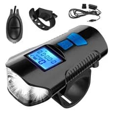 Farol LED Buzina Bicicleta Bike Lanterna Velocímetro USB
