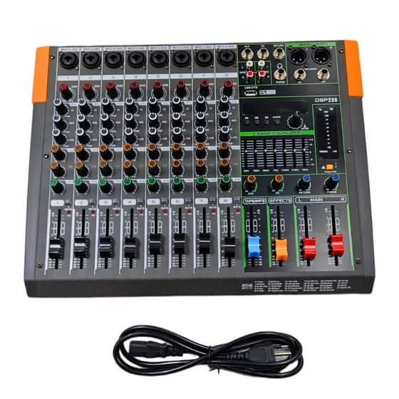 Mesa Mixer De Som 8 Canais Bluetooth Com Usb Phantom + 48v
