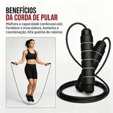 Corda de pular ajustável, pegas de silicone, equipamento de fitness para modelagem corporal