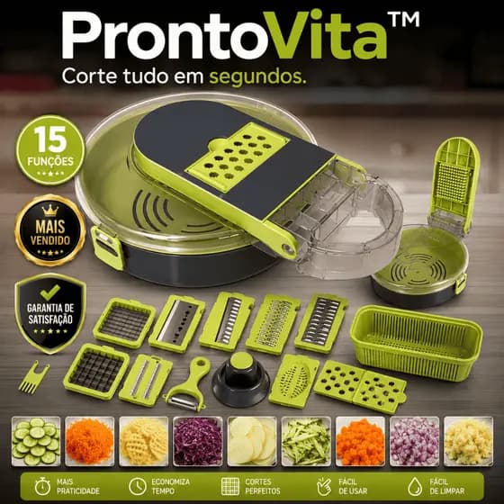 ProntoVita™ Cortador de Legumes 15 em 1 Multifuncional Ralador e Fatiador Manual