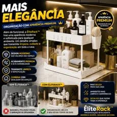 Organizador Multiuso 2 Níveis Deslizante para Pia Armário Cozinha Banheiro Branco