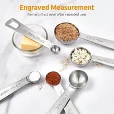 Colheres Medidoras : De Aço Inoxidável U-Taste 18/8 Conjunto De 6 Peças : 1 tsp , 1/4 2 Colher E 1 De Sopa Ingredientes