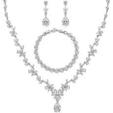Conjunto De Joias Para Mulheres , Colar Pendurado Brincos Pulseira Com Zircônia Cúbica AAA Branca , De Festa De Casament