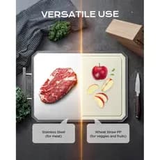 Tábua De Corte EXTRA Grande , Conjunto De Tábuas De Aço Inoxidável Dupla Face Para Cozinha , pp/Palha De Trigo Carne , M