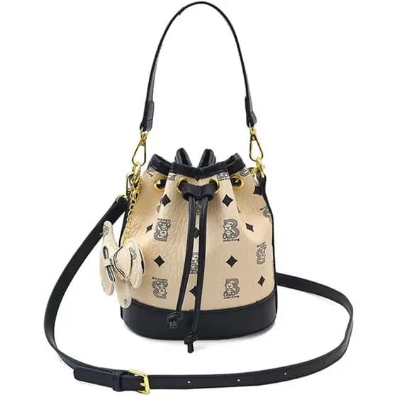 Bolsa Balde Pequena Para Mulheres , De Ombro Crossbody Com Fecho De Cordão Designer Clássico Pingente Fofo