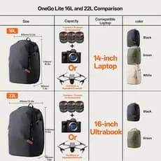 Mochila Para Câmera PGYTECH OneGo Lite 16L Bolsa DSLR/Sem Espelho Resistente À Água Sony/Canon/Fujifilm , Drone , Montag