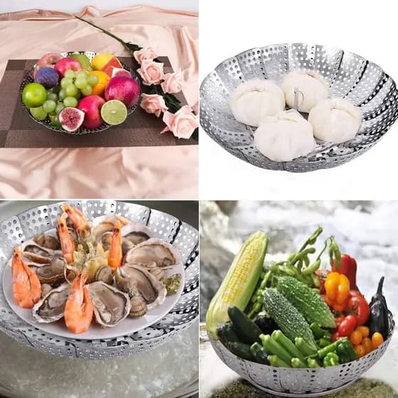 Cesta De Vapor De Vegetais , Dobrável , Inserção De Aço Inoxidável De Metal , Para Cozinhar Alimentos , Panela De Vários