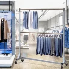 Rack De Roupas De Haste Dupla Com Base Em Z De Grau Comercial Simples Para Utensílios Domésticos , Carga De 600 Lb , 63