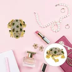 Caixa De Joias Sapo Esmaltado Pequeno Porta Bugigangas Decorativas Com Strass Para Anéis Colares Pulseiras Brincos Organ
