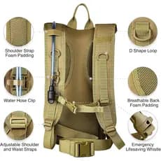 Mochila De Hidratação NOOLA Com Bexiga De Água TPU 3L , Tática Molle Water Para Homens E Mulheres , Pacote Caminhadas ,
