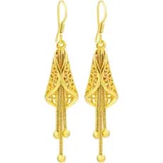 Brincos Elegantes Com Borla Dourada – Banhados A Ouro 18K , Longos De Filigrana Vintage , Joias De Luxo Para Festas E Oc