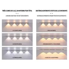 Luz LED de Armário com Sensor de Movimento 3 Cores Inteligente Lâmpada de Guarda Roupa Recarregável