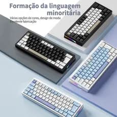 Teclado Mecânico Gamer 60% Silencioso 61 Teclas ABNT2 RGB Hot-Swap Jogos Compatível PC Xbox PS4 Mac