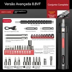 Kit Chave de Fenda Elétrica Recarregável 52 em 1 Sem Fio Bateria 2000mAh para Reparos Domésticos