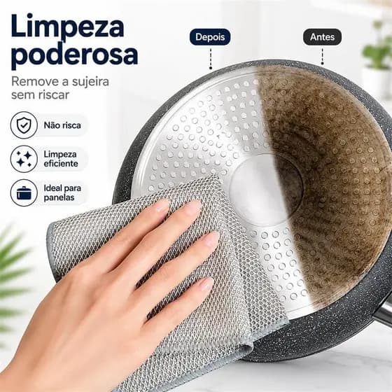 Panos Metálicos 20x20cm para Lavar Louça, Limpar Fogão e Remover Gordura Pesada