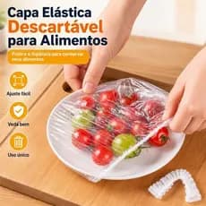 Capa Elástica Descartável para Alimentos, Protege Frutas, Pratos e Potes, Conserva e Evita Poeira