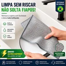 Panos de Limpeza Metálicos Prateados 20x20cm Lavar Louça Limpar Fogão e Remover Sujeiras Difíceis
