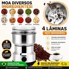 Moedor Elétrico Inox 150W, 4 Lâminas, 24000 rpm, 200-1000ml, para Café, Temperos e Ervas