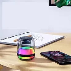 Caixa de Som Portátil Bluetooth com Led e Suporte de Celular Crystal S65