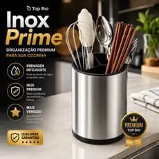 Porta Talheres Inox Com Dreno Organizador Premium Cozinha Top Rio Inox Prime™