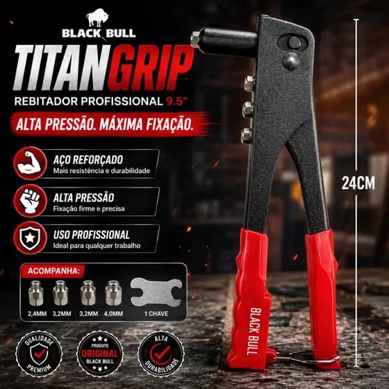 Rebitador Profissional Black Bull TitanGrip™ 9.5 Pol Aço Reforçado Alta Pressão Manual
